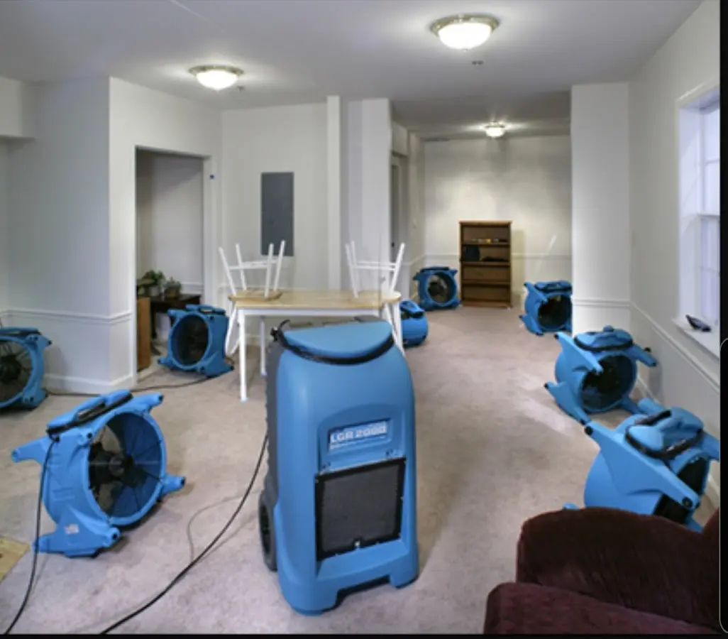 Air movers and dehumidifier setup for Water Damage Restoration in Coconut Creek